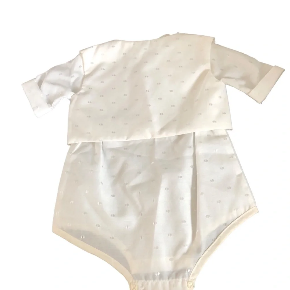 VTG 80’s Boys Baptism Christening Shortall Suit Vest 1PC Satin Tie Charming